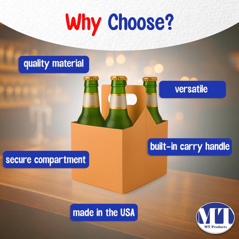 MT Products Brown 4 Bottle Holder 12 oz. each - Disposable Bottle Carrier for Transport (Pack of 10) - Made in USA - Image 5